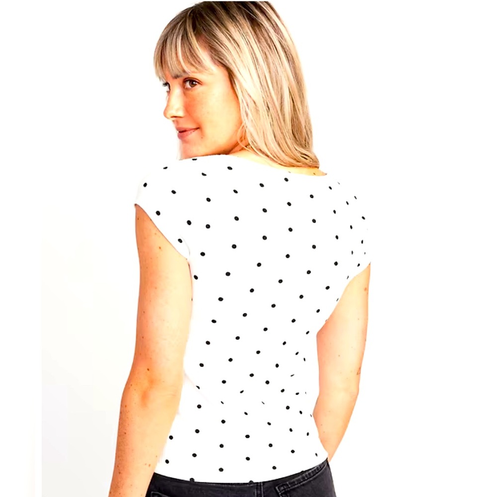 Polka Dot Sweetheart Neck T-Shirt